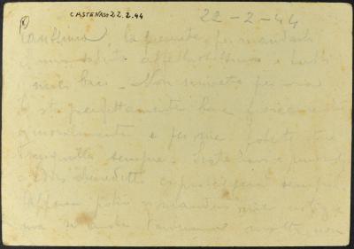 גלויה ששלחה אנה רגע לפני יציאתה מהמחנה בדרך לאושוויץ