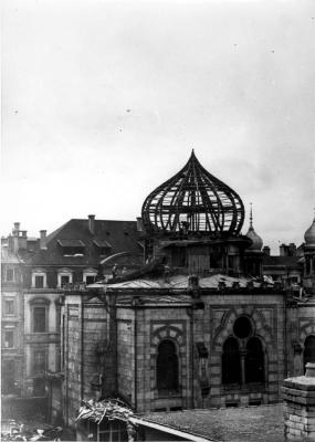 Una sinagoga destruida en Luxemburgo, agosto de  1943