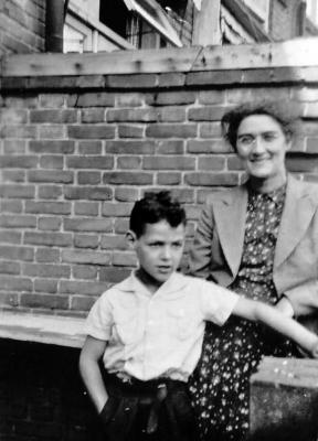 Elizabeth Van der Lijn, nee Hijmans, with her nephew Jonathan Saunders in the Netherlands 1947