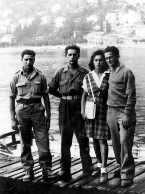 A group of refugees in the “Beriha” movement in Komo, Italy, August 18, 1945