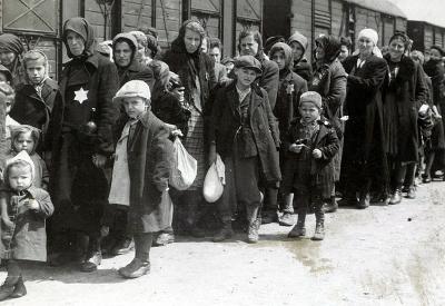 Jewish deportees in the process of selection. Birkenau, 1944. From the Auschwitz Album