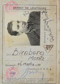 Moritz Birenberg's football referee certificate, issued by the Romanian Football Association on 16 March 1940