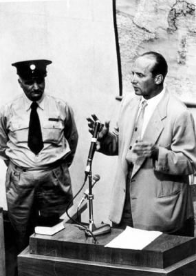 Jerusalem, Israel, Noach Zabludowicz giving testimony at the Eichmann Trial, 1961