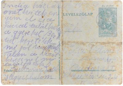The postcard that Roza threw from the train when she was being deported to Ravensbrück