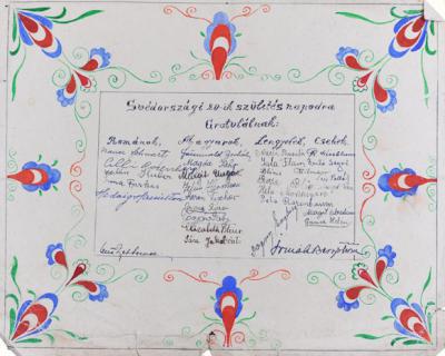The birthday card that Bertha's friends made for her at the convalescent home in Karlstad after the war