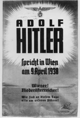 כרזה נאצית המודיעה על נאום היטלר בוינה, אוסטריה, 1938