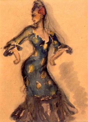 שרלוטה בורשובה (1983-1904). קתרינה ון דן ברג מדגמנת כרקדנית פלמנקו