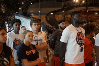 Members of the Auburn Tigers tour the Holocaust History Museum at Yad Vashem
