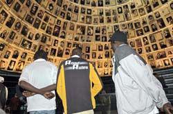 Sudanese refugees in the Hall of Names, Holocaust History Museum, Yad Vashem.