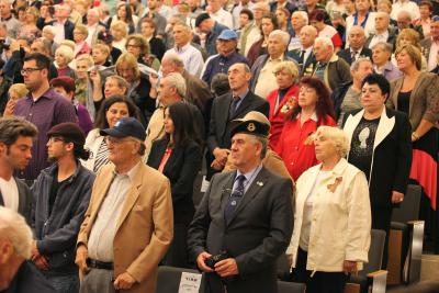 Those in attendance included Jewish WWII veterans of the Allied armies, Jewish partisans, underground fighters, Jewish Brigade members and diplomatic representatives from the Allied countries