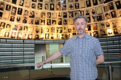 Alan Cumming toured the Holocaust History Museum, including the Hall of Names