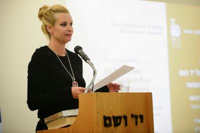 Sabina Schwarzbaum, daughter of the late Abraham Meir Schwarzbaum  upon whom the International Book Prize is named after, spoke about her father and his dedication to Holocaust commemoration