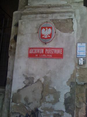 Eingangsschild des Staatsarchivs in Lublin