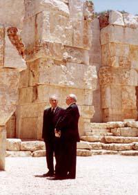 Shimon Peres and Mikhail Gorbachev at the Valley of the Communities