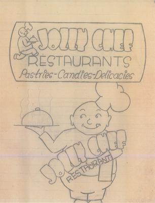 Drawing made by Edmonds during his captivity – given the shortage of food in the camp, Edmonds and his fellow POWs planned to open a restaurant after their return home.  The plans never materialized