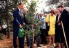 Prince Philip plants a tree in memory of his mother, Princess Alice, during the ceremony at Yad Vashem, 30 October 1994