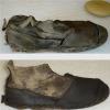 A concentration camp inmate’s shoe, before and after conservation, June 2012