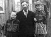 Prokofiy Ivanov with his children, Liuba and Valery, from his marriage to Yelizaveta Kondratyeva, 1958