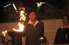 Holocaust survivor Eliezer Lev-Zion lights one of the six torches at the ceremony