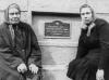 Chana Kagan and her daughter Gelka at the memorial commemorating the murder of the men of Kursenai, June 27, 1941 (2nd of Tammuz)