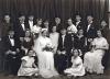 Moshe-Misu Reichman and Sylvia Marco on their wedding day, surrounded by  family members. Bucharest, 6 March 1936. The bride, groom and nine other people in the photograph perished in the Struma disaster.