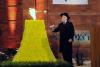Chief Rabbi Israel Meir Lau, Chairman of the Yad Vashem Council, lights the Memorial Torch during the ceremony