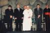 Pope John Paul II during a moment of silence in the Hall of Remembrance