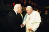 Pope John Paul II greets Eli Zborowski , Holocaust survivor and Chairman of the American Society for Yad Vashem
