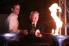 Holocaust survivor Asher Aud lights one of the six torches at the ceremony
