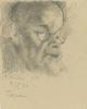 מוריץ מילר (1887-1944), דיוקן קשיש מרכיב משקפיים, גטו טרזיינשטט,  1943