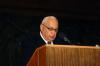 Prime Minister Ariel Sharon speaks during the Holocaust Remembrance Day Ceremony 28/4/2003