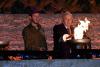 Holocaust survivor Jehosua Hesel Fried lights one of the six torches at the ceremony