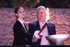 Holocaust survivor Shaul Lubovitz lights one of the six torches at the ceremony