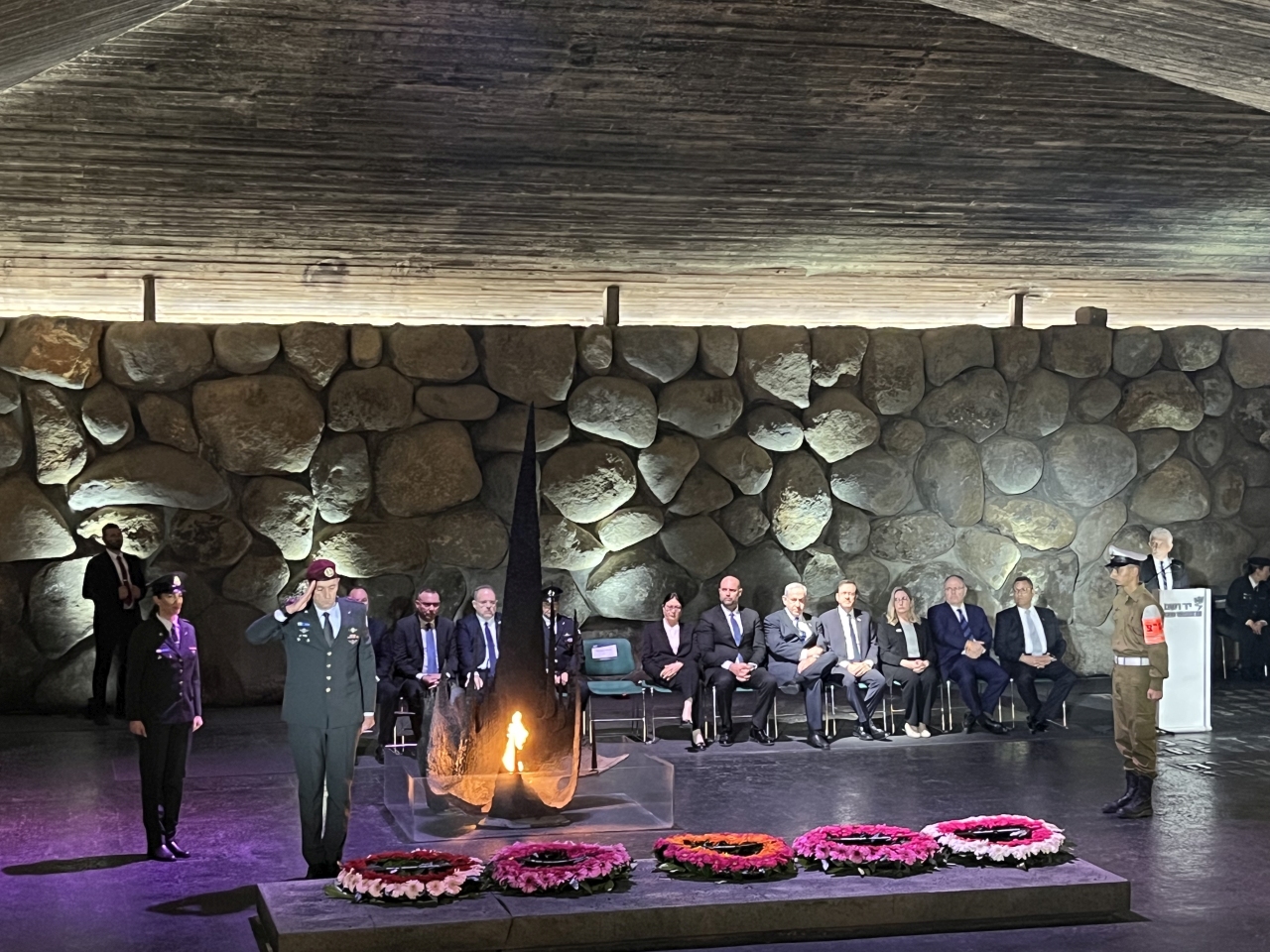 Wreaths were laid in memory of the Holocaust victims in the Hall of Remembrance by Israeli dignitaries 