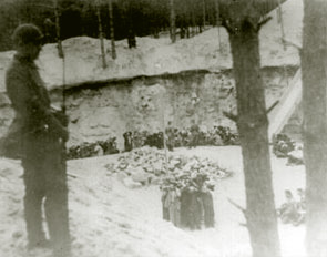 Ponary, near Wilna, Poland (today, Lithuania). Jews are led to  the site of their execution by Lithuanian militiamen, 1941.