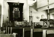 Würzburg, das Innere der großen Synagoge in der Kettengasse 26 vor der Renovierung, vor dem Krieg