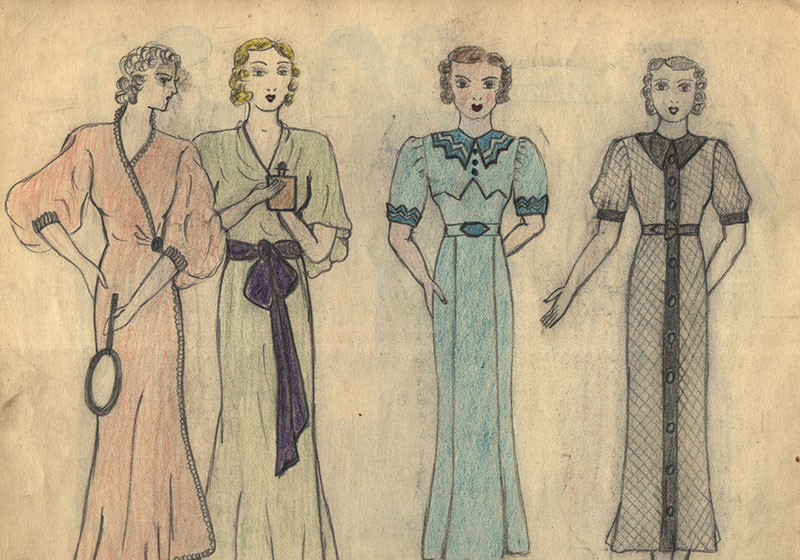 Eine Seite aus Hildas Skizzenbüchern aus Wien, 1938