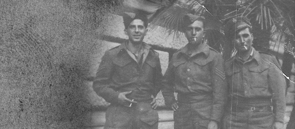Shlomo Kasorla (left) and friends in Greek Army uniform before World War II