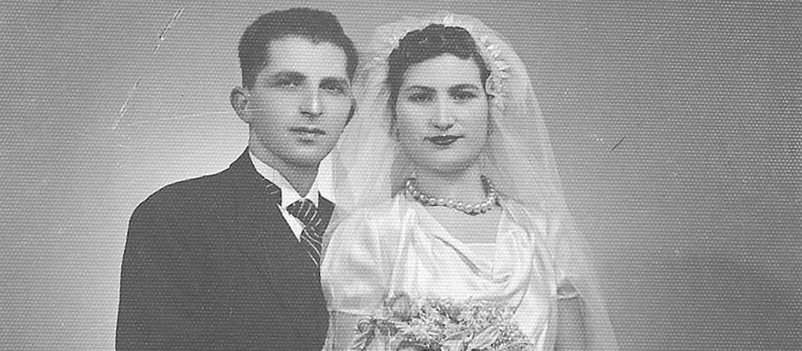 קרולינה דניאל ולזר קסורלה ביום חתונתם, סלוניקי, 15 בפברואר 1939