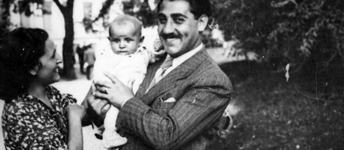 Isabella and Eliezer Baruch with their baby, Eli.  Belgrade, 1939-1940.