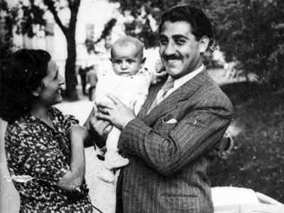 Isabella y Eliezer Baruch con su bebé, Eli. Belgrado, 1939-194