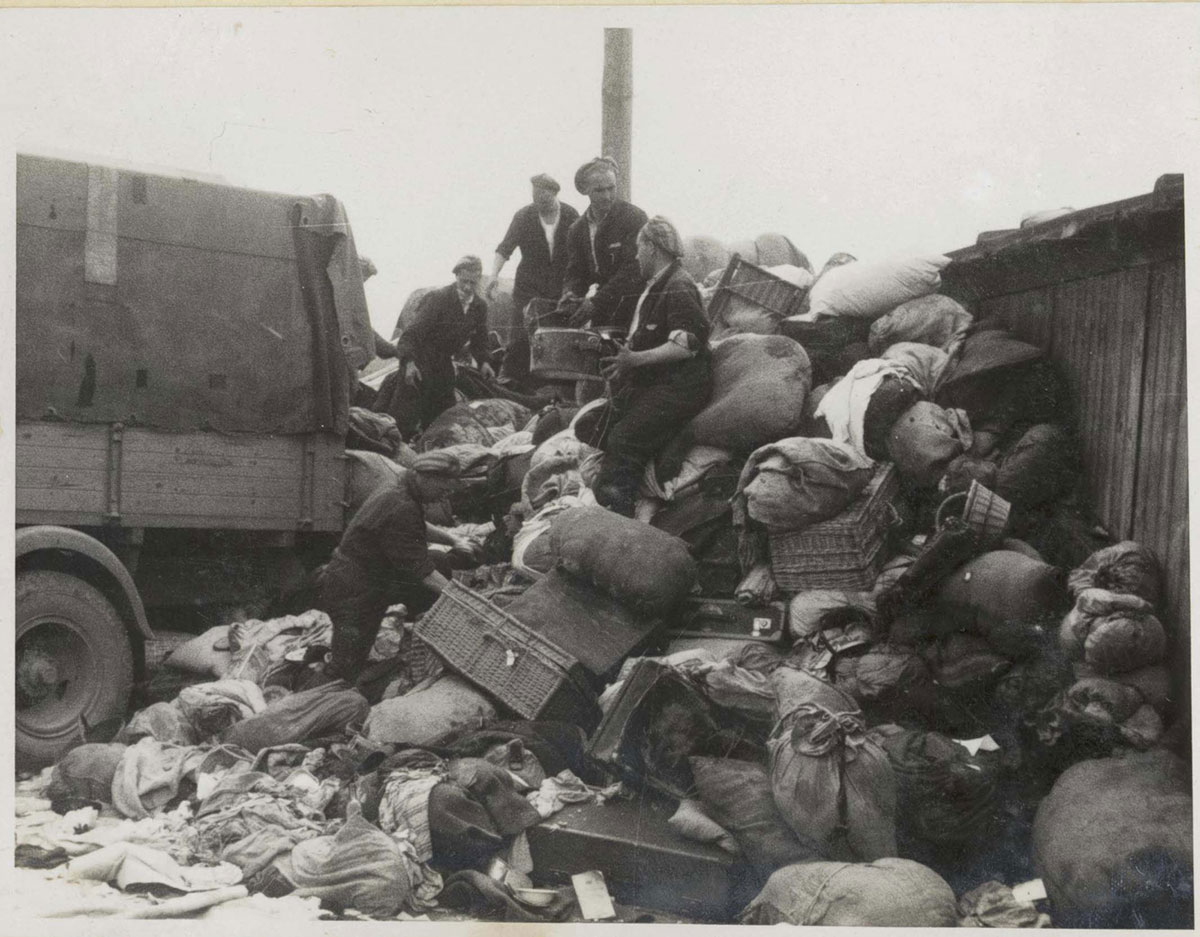A view of the endless bags and suitcases that were collected and sorted in "Kanada"