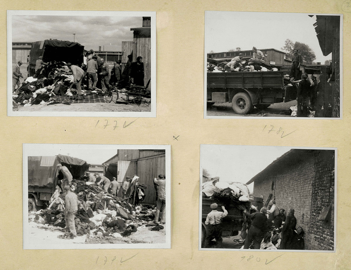 Jewish prisoners being forced to sort through the property left behind