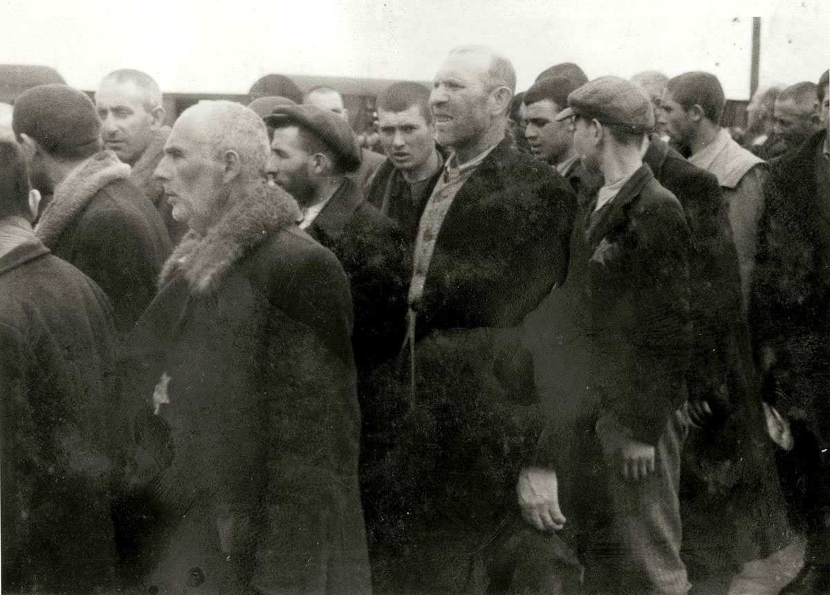 Ces Juifs viennent d'entrer à Birkenau comme prisonniers.