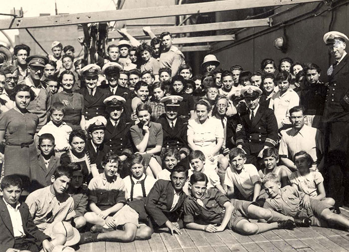 The Tehran Children on board the ship on their way to Eretz Israel, 1943