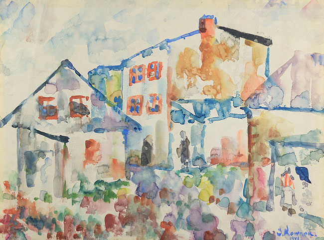 יוסף קובנר   (1895–1967). "רחוב בגטו לודז', גטו לודז', 1941"