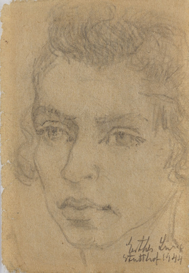 אסתר לוריא (1998-1913). "דיוקן אישה צעירה, מחנה שטוטהוף, 1944"