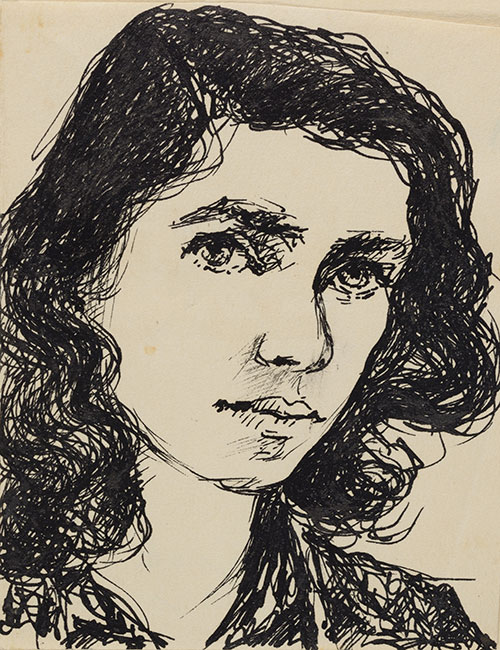 Esther Lurie (1913–1998). Self-Portrait, Kovno Ghetto, 1941–1944
