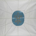 The replica of the flag reconstructed after the war. The lines of its division among the youth leaders are embroidered in blue thread. Yad Vashem Museum Artifacts Collection