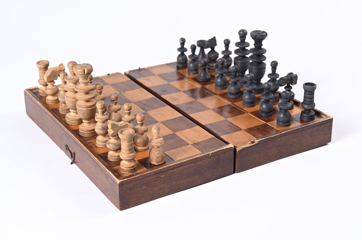 Chess set that belonged to Lupu Credinciosu, who was murdered on the 